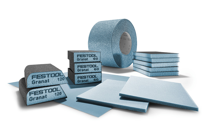 Verschillende handschuurmaterialen op één foto