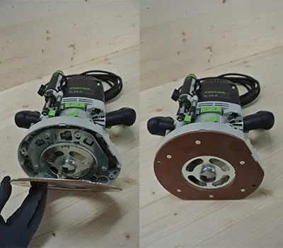 De groeffrees en kopieerring in de bovenfrees monteren