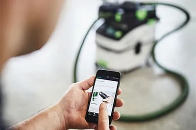 Inschakeling op afstand tussen gereedschap en Work-app.