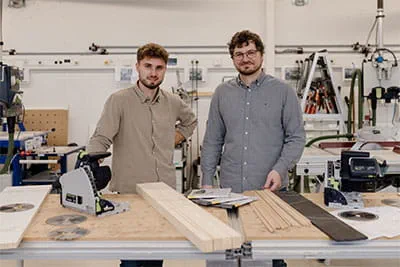 Ontwikkelingsingenieur Marco Haible en productmanager Jonas Wurster van Festool