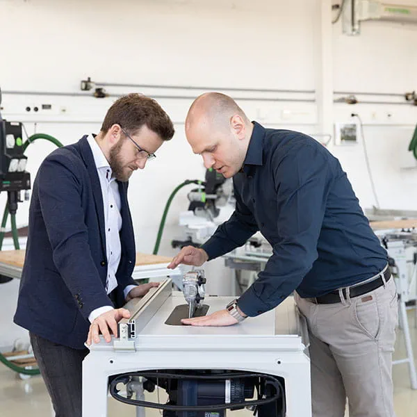 De ontwikkelaars Matthias Kübeler en Andreas Sdrzallek van Festool