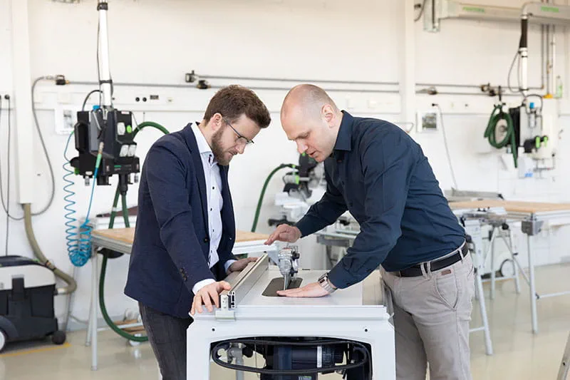 De ontwikkelaars Matthias Kübeler en Andreas Sdrzallek van Festool