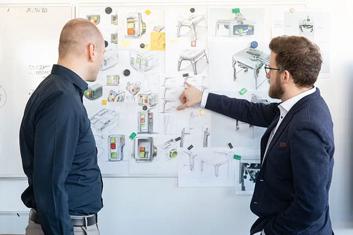 De ontwikkelaars Matthias Kübeler en Andreas Sdrzallek van Festool