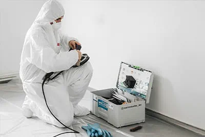 De renovatiefrees RG 130 wordt voor het verwijderen van de aangetaste lagen met de juiste diamantschijf uitgerust.