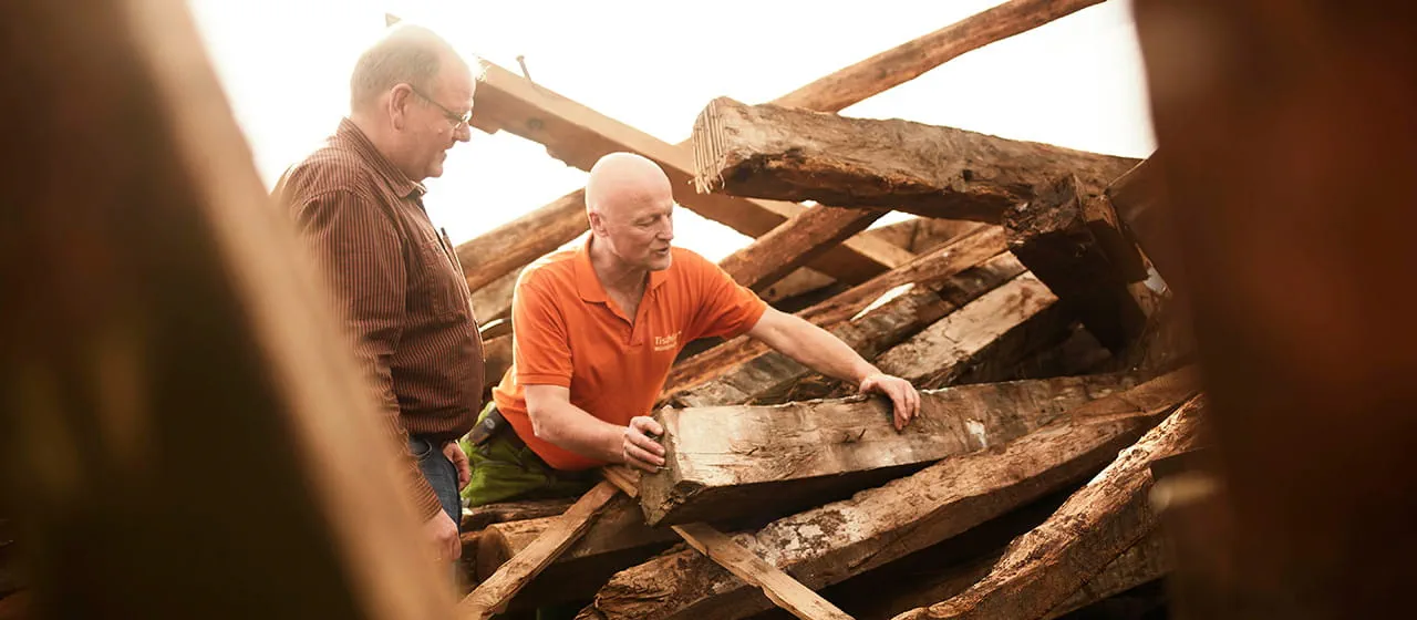Het hout is afkomstig van oude vakwerkhuizen.